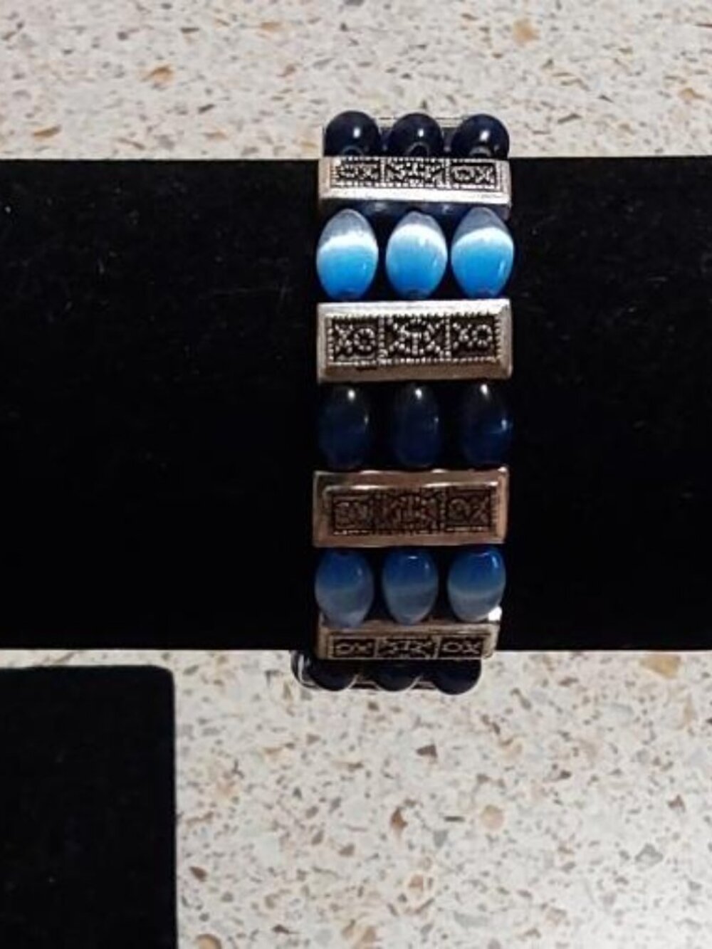 Blue Beaded Stretch Bracelet